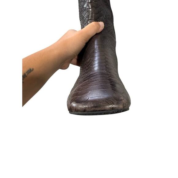 DONALD PLINER Two Tone Brown Black Leather Tall Zip Boots Annika Size 10M - Picture 8 of 11